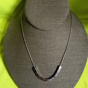 Two tone goldtone silvertone cube chain necklace